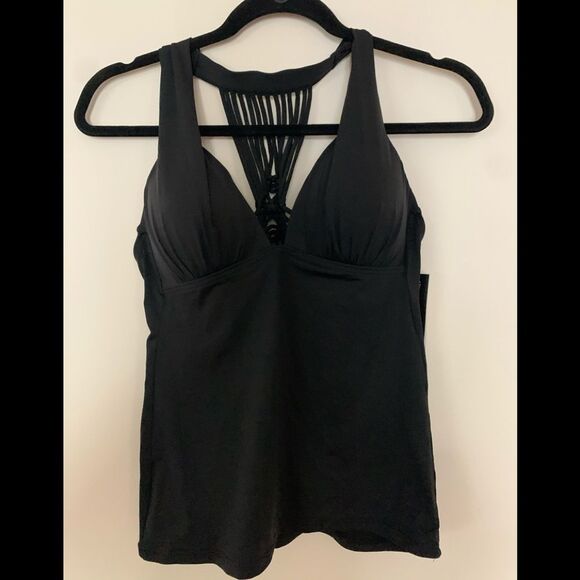 Bar III black swim top, brand new, straps in the back, size Med - Picture 1 of 9